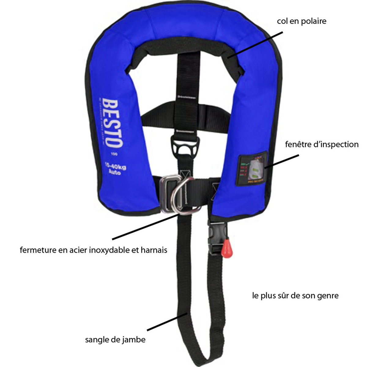 Besto Junior 100N gilet de sauvetage enfant 15-40kg bleu 2