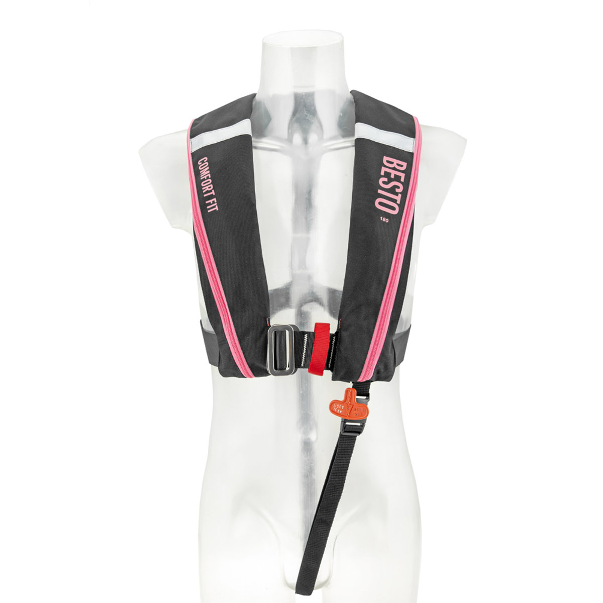 Comfort Fit gilet de sauvetage automatique 180N noir/rose avec harnais