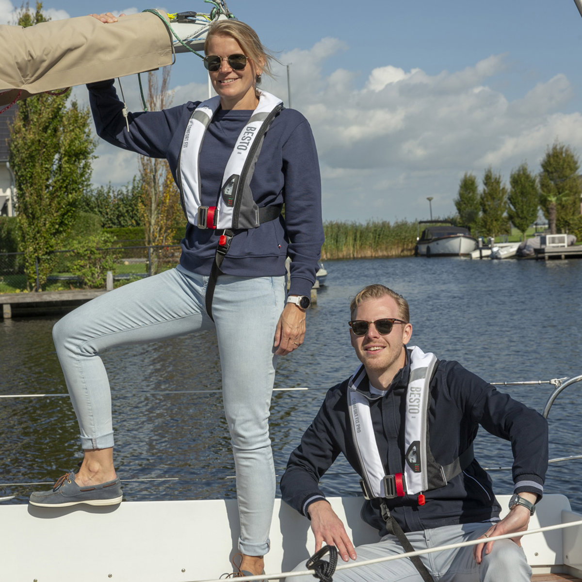 Besto Comfort Fit Pro gilet de sauvetage automatique 300N blanc/noir avec harnai 4