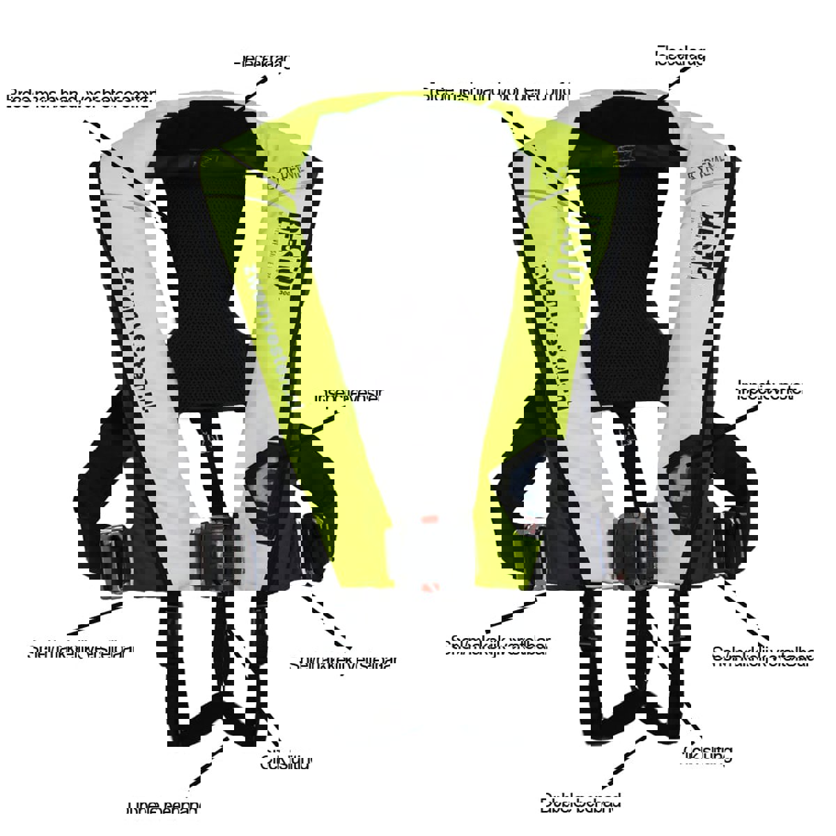 Besto Gilet de sauvetage automatique haut de gamme extrême 300N jaune haute visibilité 7