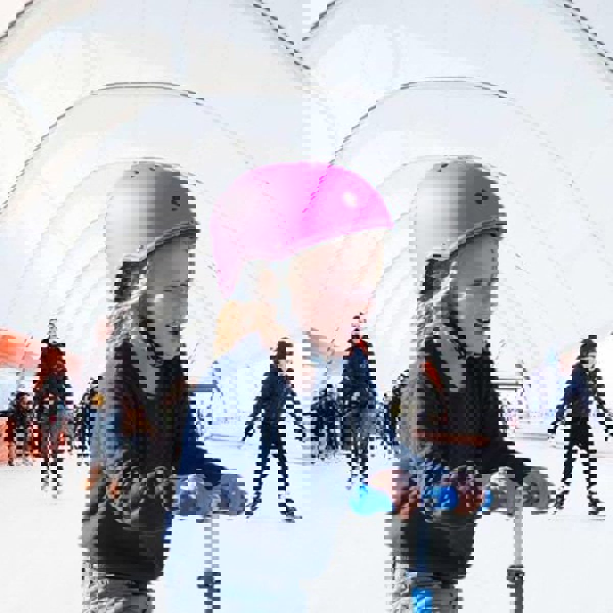 verstelbare schaatshelm kind fuschia roze