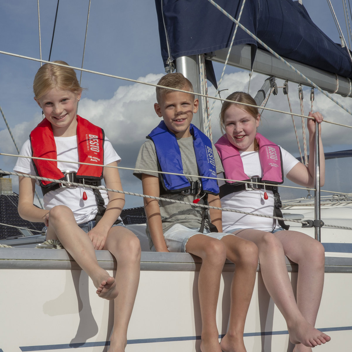 Besto aufblasbare rettungsweste pro junior 100n blau 15-40kg 5