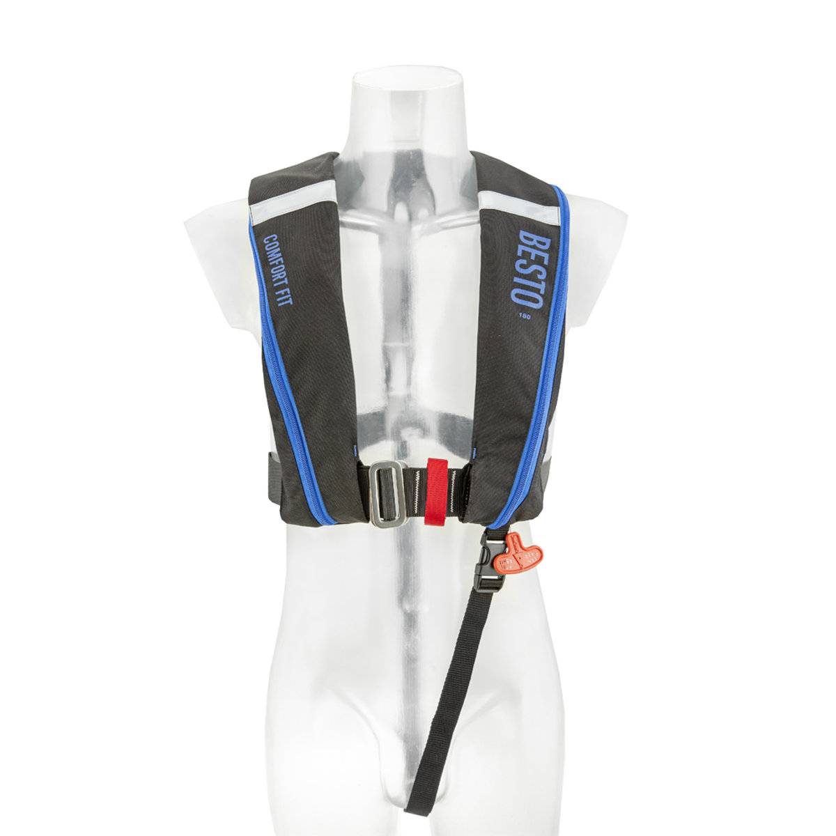 Comfort fit aufblasbare rettungsweste180N mh schwarz/blau