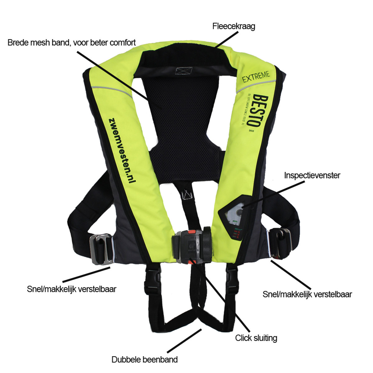 Besto Extreme Pro High Comfort Automatische Rettungsweste 300N High Viz Gelb 4