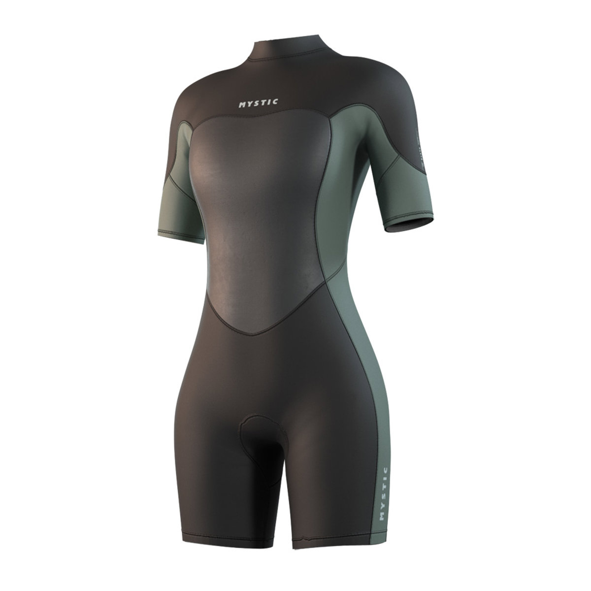 Mystic Brand shorty wetsuit 3/2 mm rugrits dames groen foto 1
