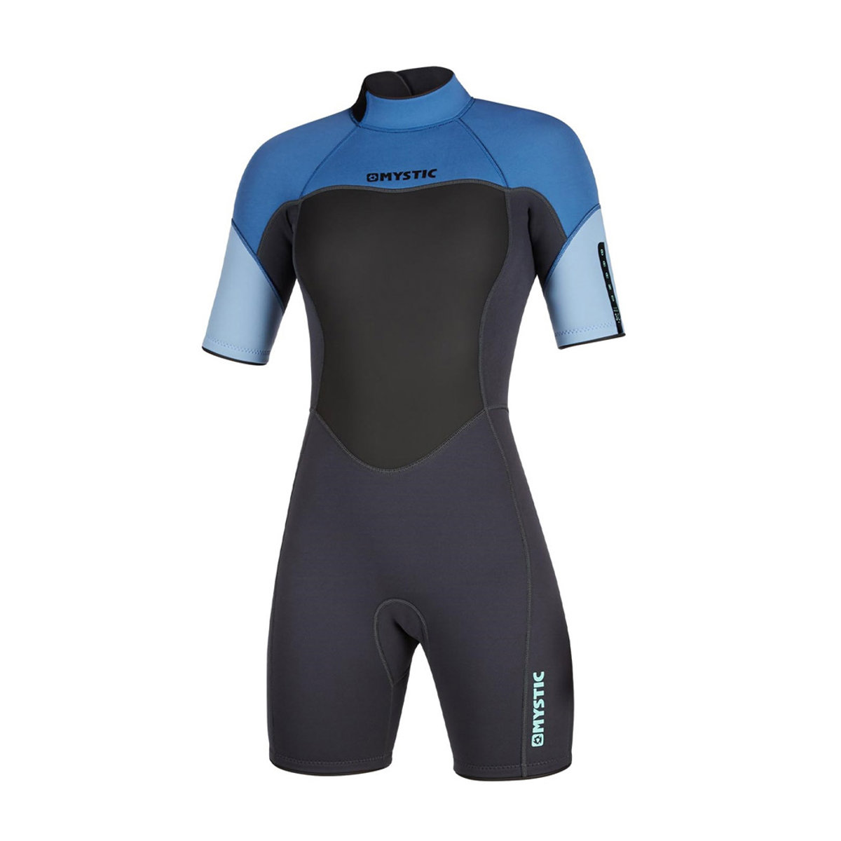 Mystic Brand Shorty 3/2mm rugrits Flatlock dames wetsuit blauw foto 1