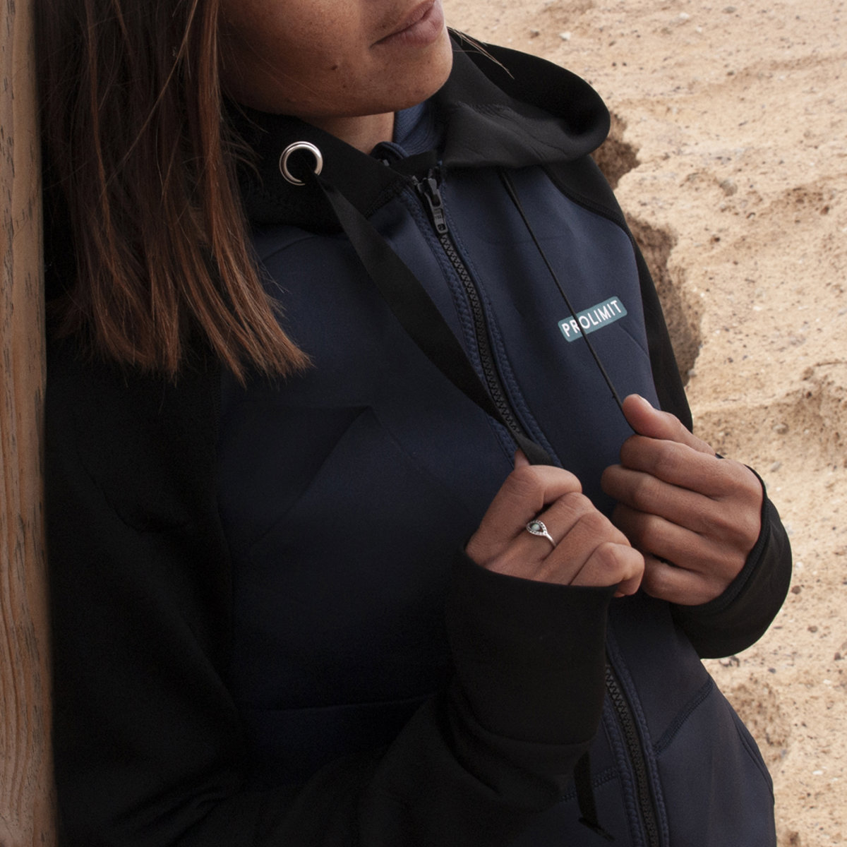 Prolimit sup neopreen hoodie dames met rits 1,5mm navy/zwart 3