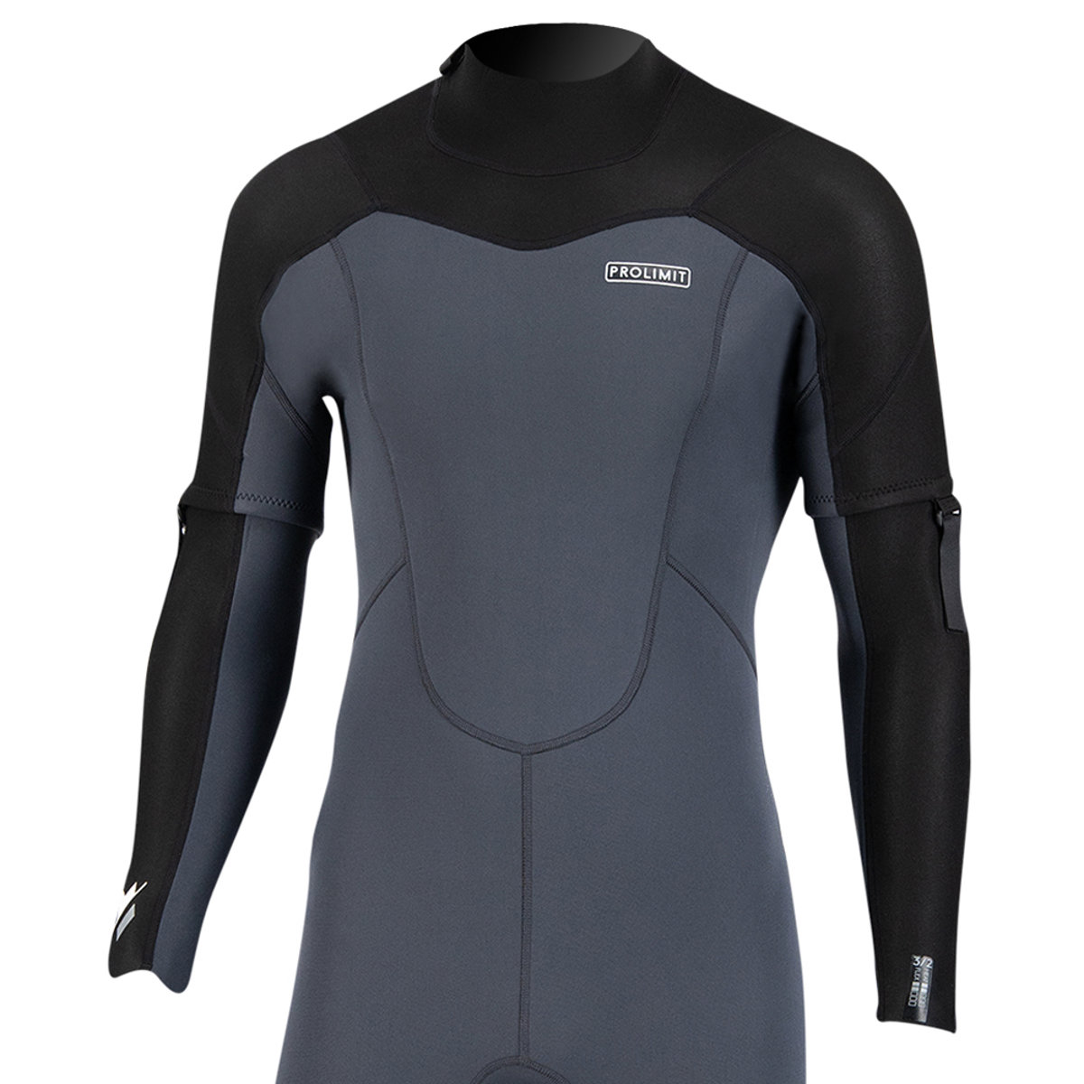 Prolimit Raider fullsuit verwijderbare mouwen 3/2 rugrits grijs/zwart wetsuit heren 3
