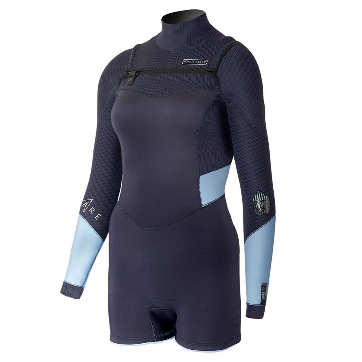 Prolimit Flare longarm shorty Freezip 3/2 mm borstrits zwart wetsuit dames 2
