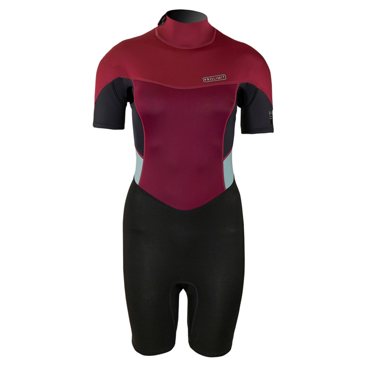 Prolimit Fire shorty 2/2 mm rugrits zwart/wine wetsuit dames foto 1