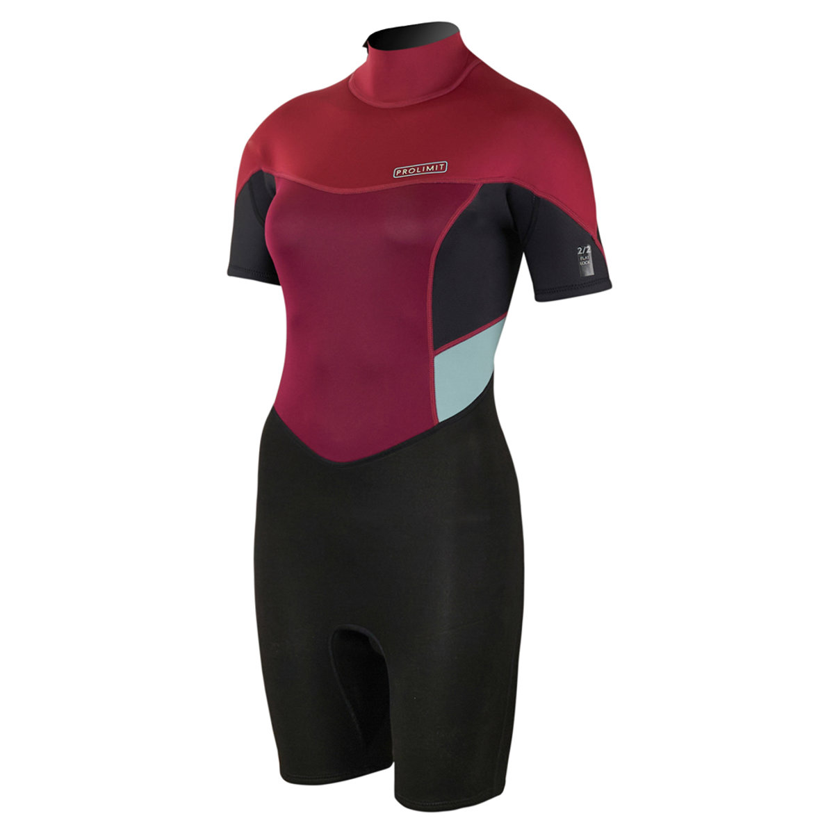 Prolimit Fire shorty 2/2 mm rugrits zwart/wine wetsuit dames 2