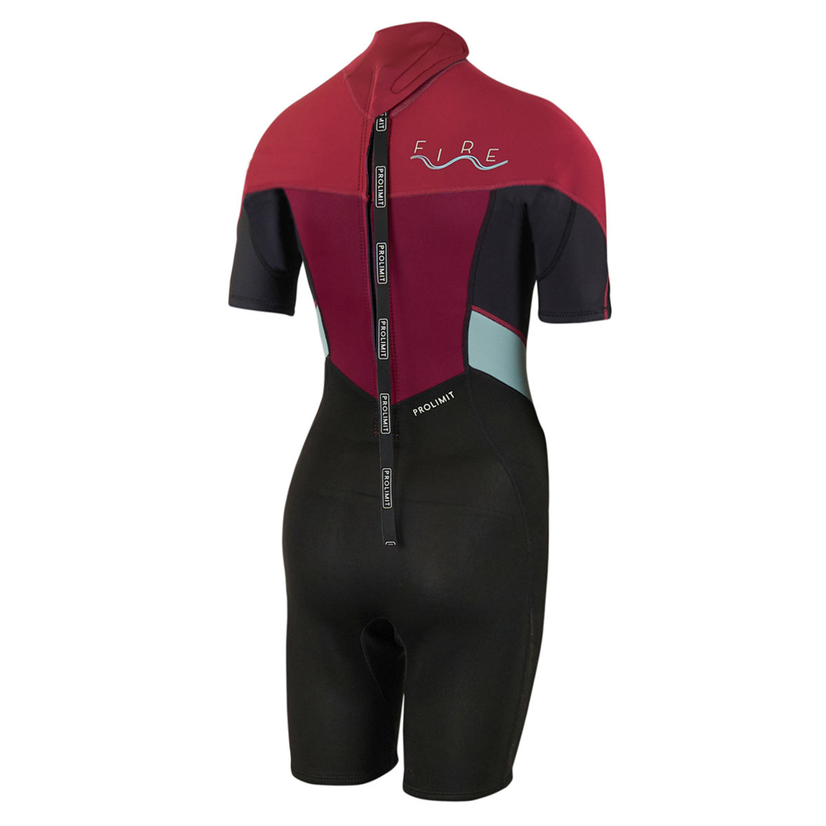 Prolimit Fire shorty 2/2 mm rugrits zwart/wine wetsuit dames 3