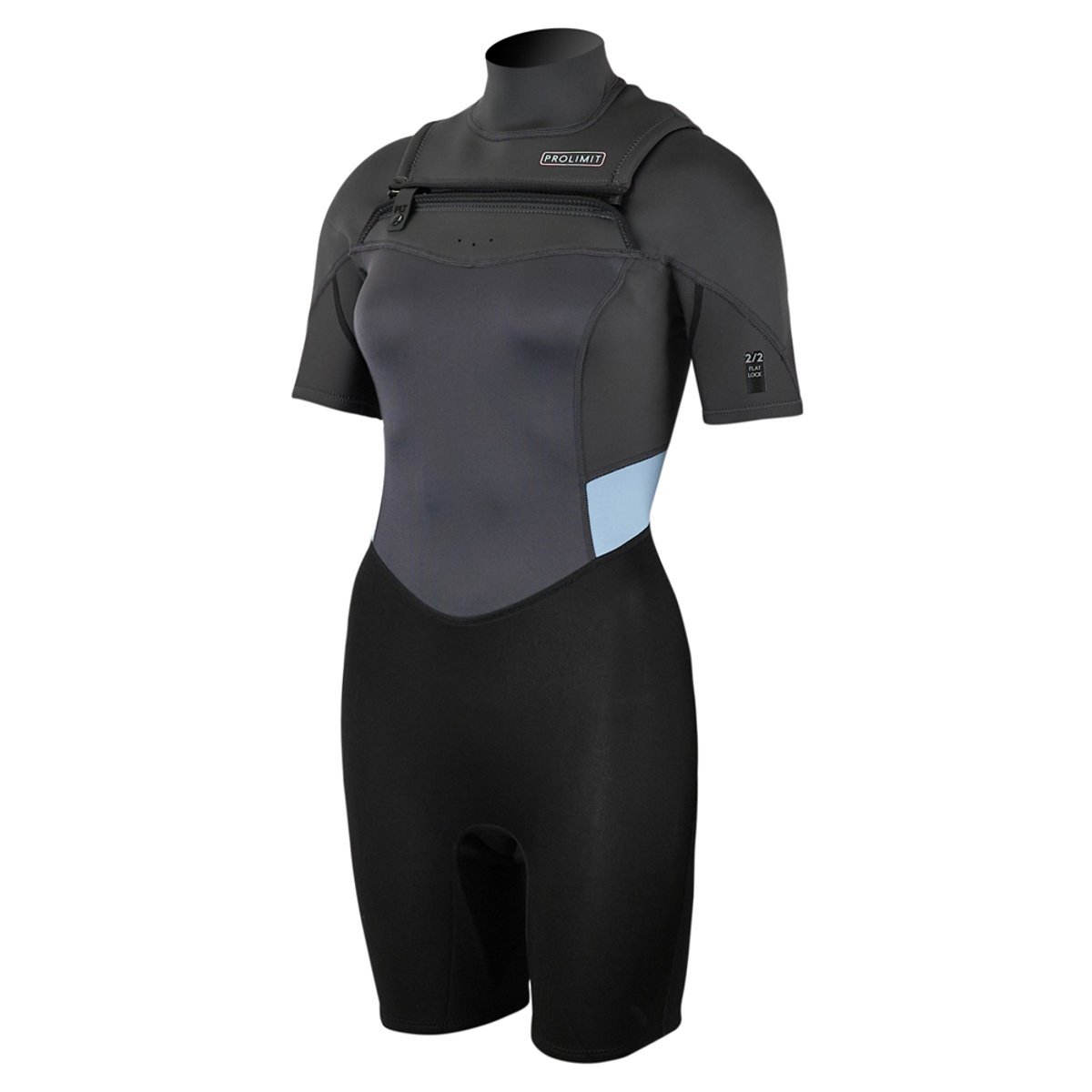 Prolimit Fire shorty Freezip 2/2 mm borstrits blauw/grijs wetsuit dames foto 1