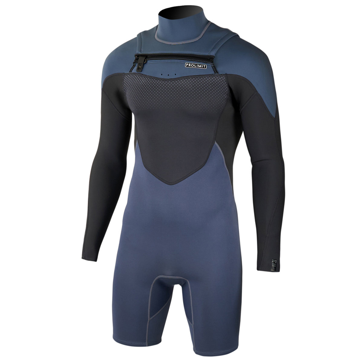 Prolimit Fusion longarm shorty Freezip 2/2 mm borstrits misty blauw wetsuit heren 5