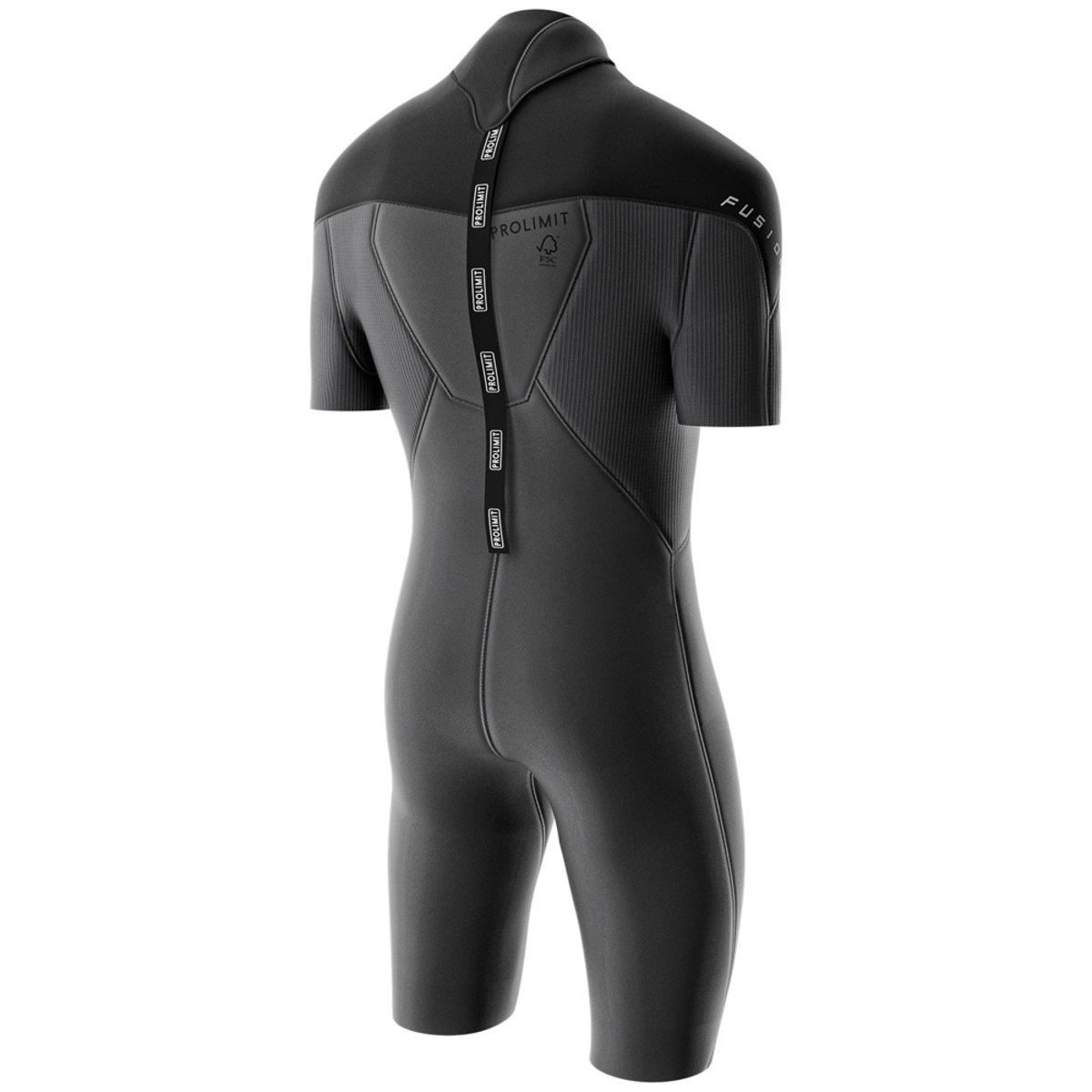 Prolimit Fusion shorty wetsuit 2/2 mm rugrits heren zwart 3