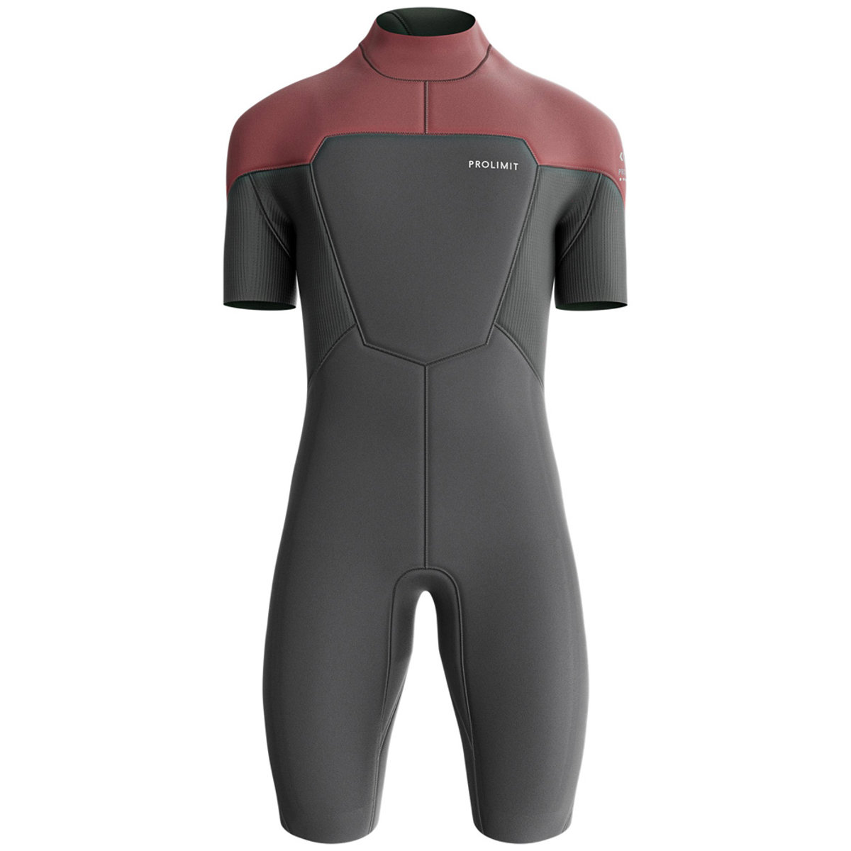 Prolimit Fusion shorty wetsuit 2/2 mm rugrits heren donkerrood 2