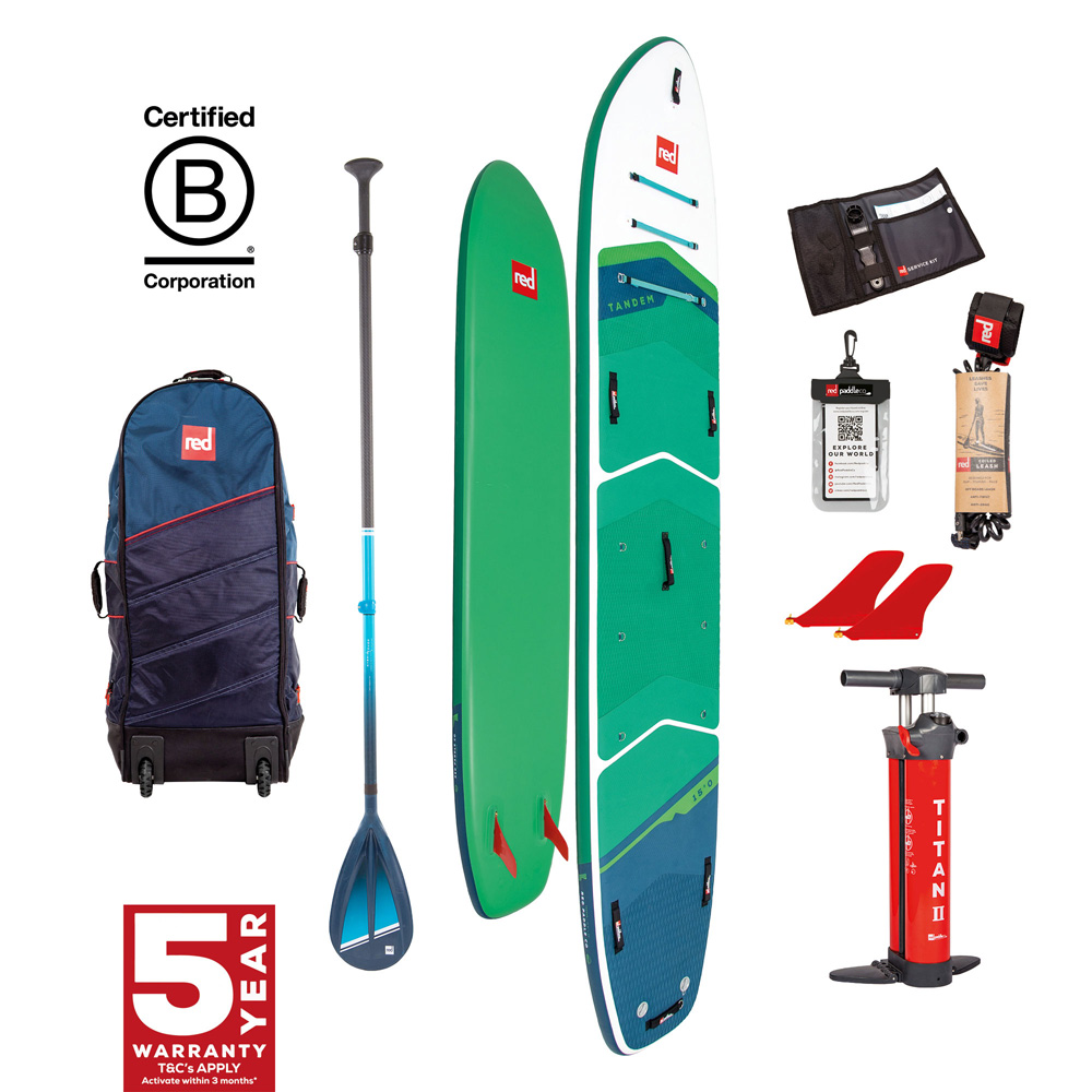 red paddle Tandem 15.0 aufblasbares SUP-Board Grün Vorteilspaket foto 1