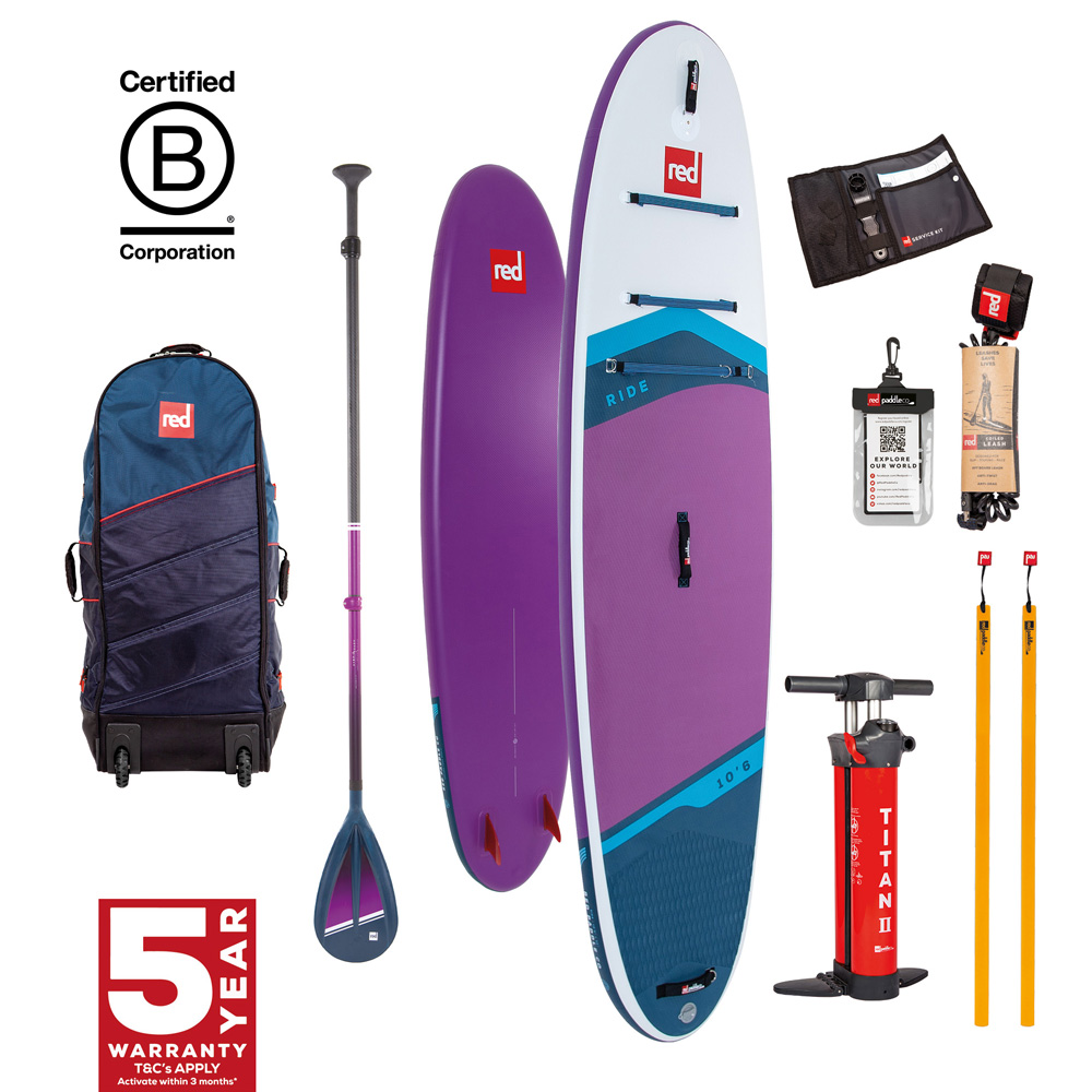 red paddle Ride CT 10.6 aufblasbares SUP lila Vorteilspaket foto 1
