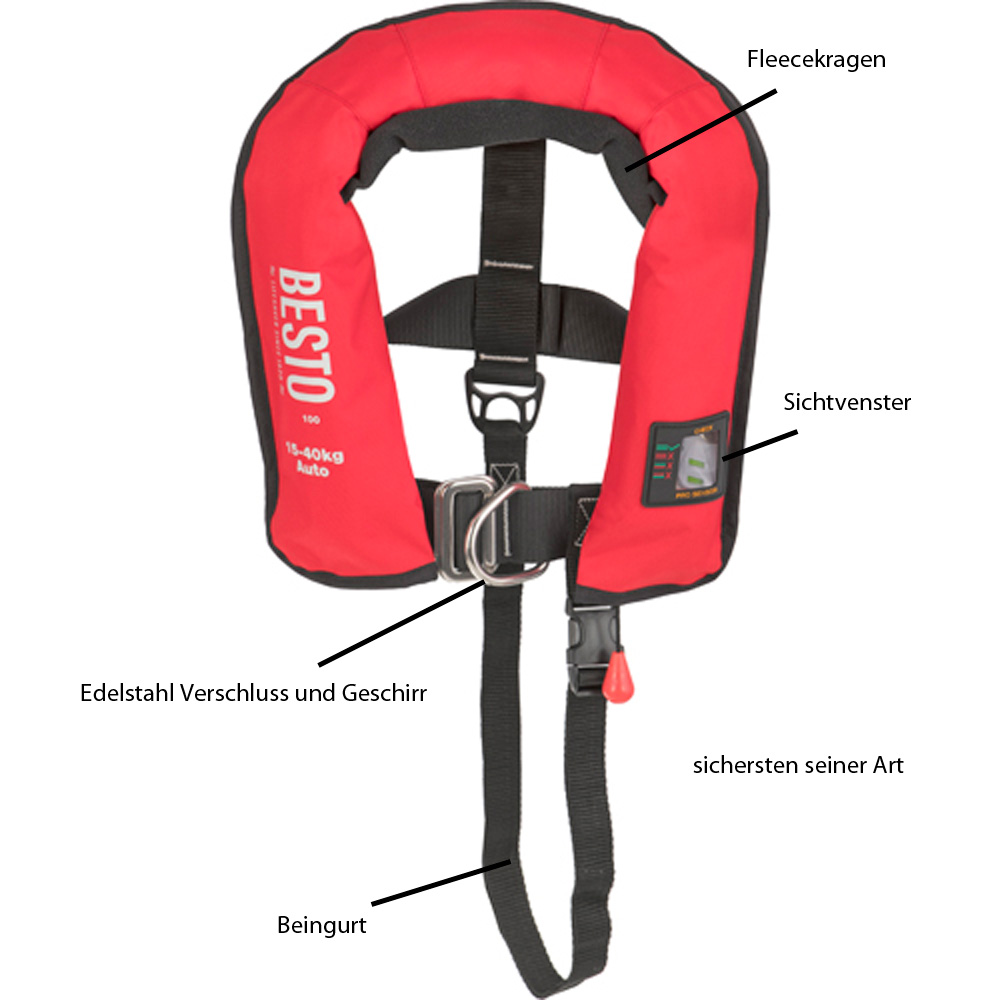 Besto automatische Schwimmweste Pro Junior 100N 15-40 kg 2