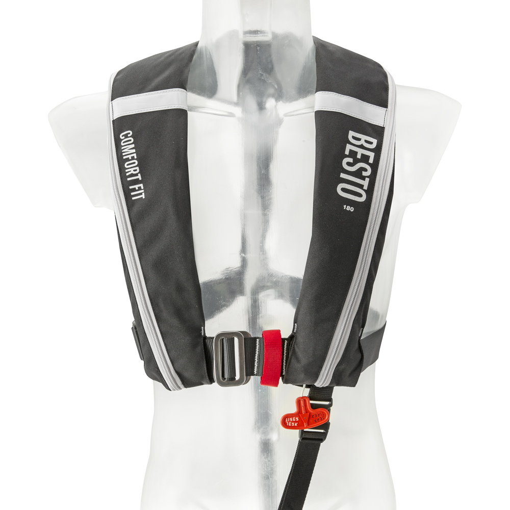 Comfort Fit automatische Rettungsweste 180N mh schwarz/grau