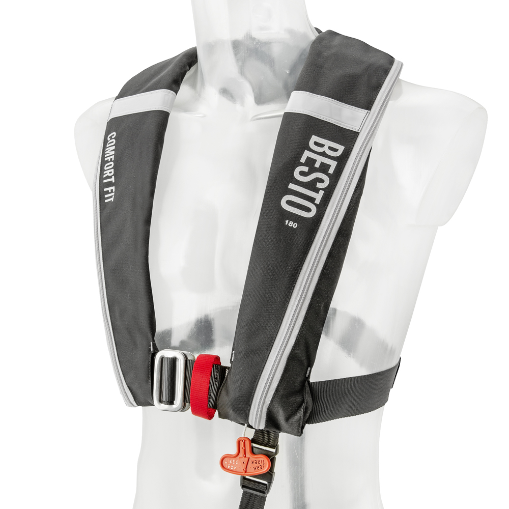 Comfort Fit automatische Rettungsweste 180N mh schwarz/grau
