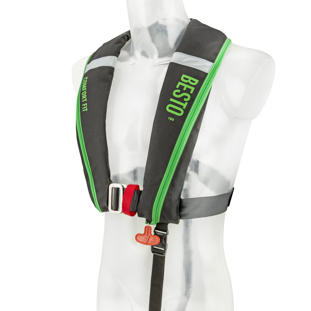 Besto Comfort Fit automatische Rettungsweste 180N mh Schwarz/Grün 2