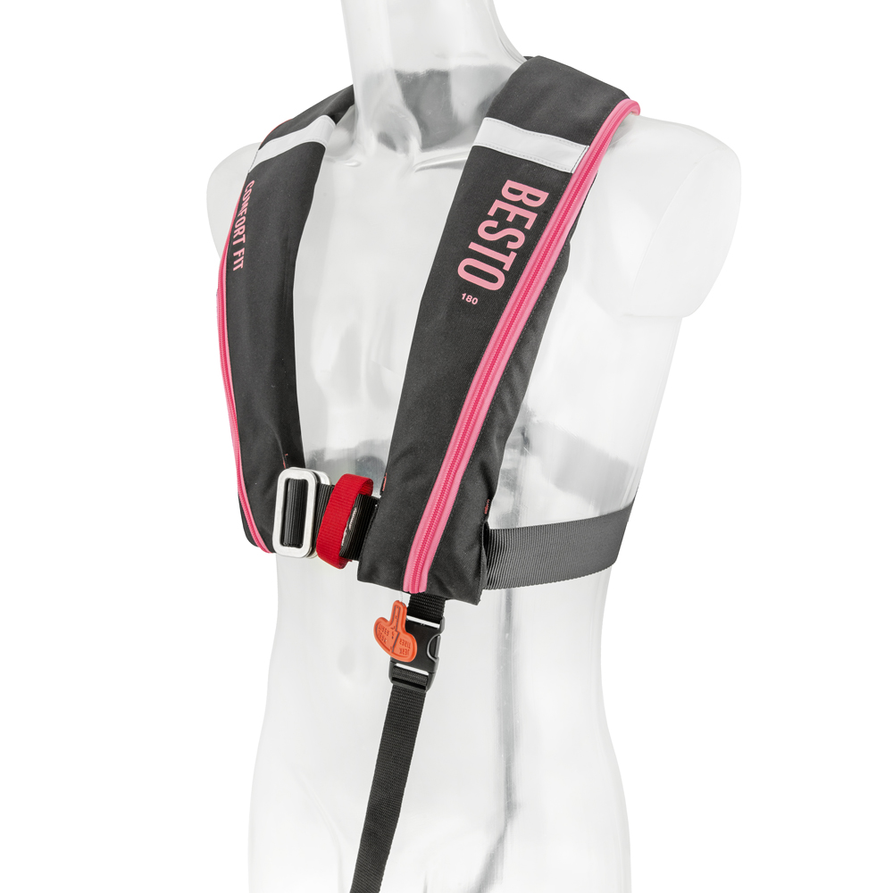 Comfort Fit automatische Rettungsweste 180N mh schwarz/rosa