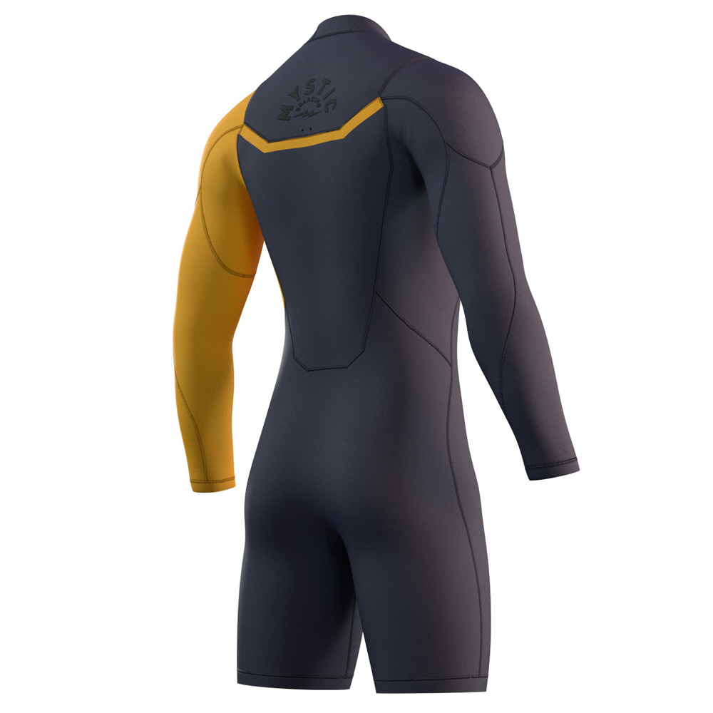 Mystic Marshall Longarm Shorty 3/2mm Brustreißverschluss Herren blau/gelb 2