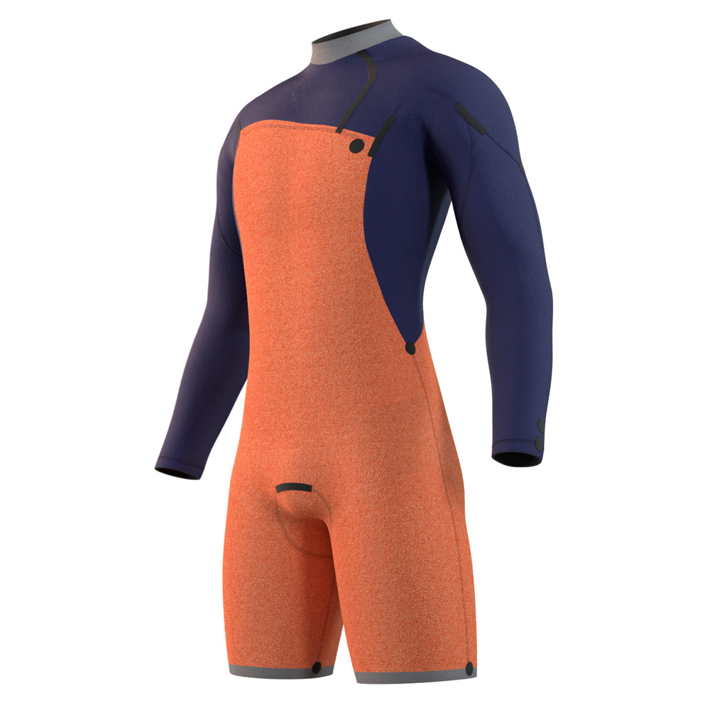 Mystic Marshall Longarm Shorty 3/2mm Brustreißverschluss Herren blau/gelb 3