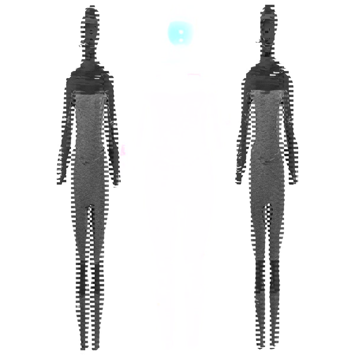 Prolimit Oxygen hooded steamer Free-X 6/4 mm Brustreißverschluss Damen Schwarz/Grau/Wein 5