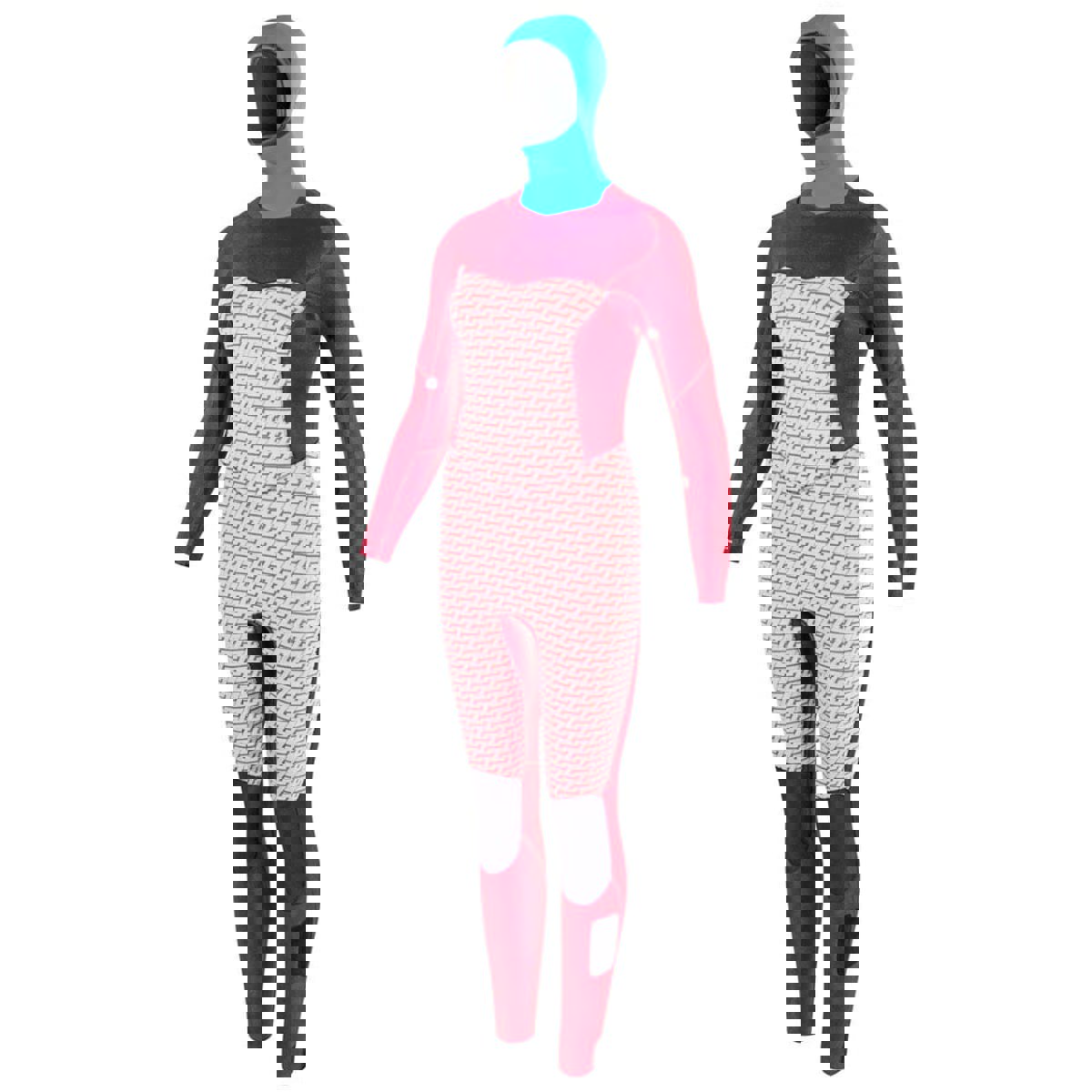 Prolimit Oxygen hooded steamer Free-X 6/4 mm Brustreißverschluss Damen Schwarz/Grau/Wein 7