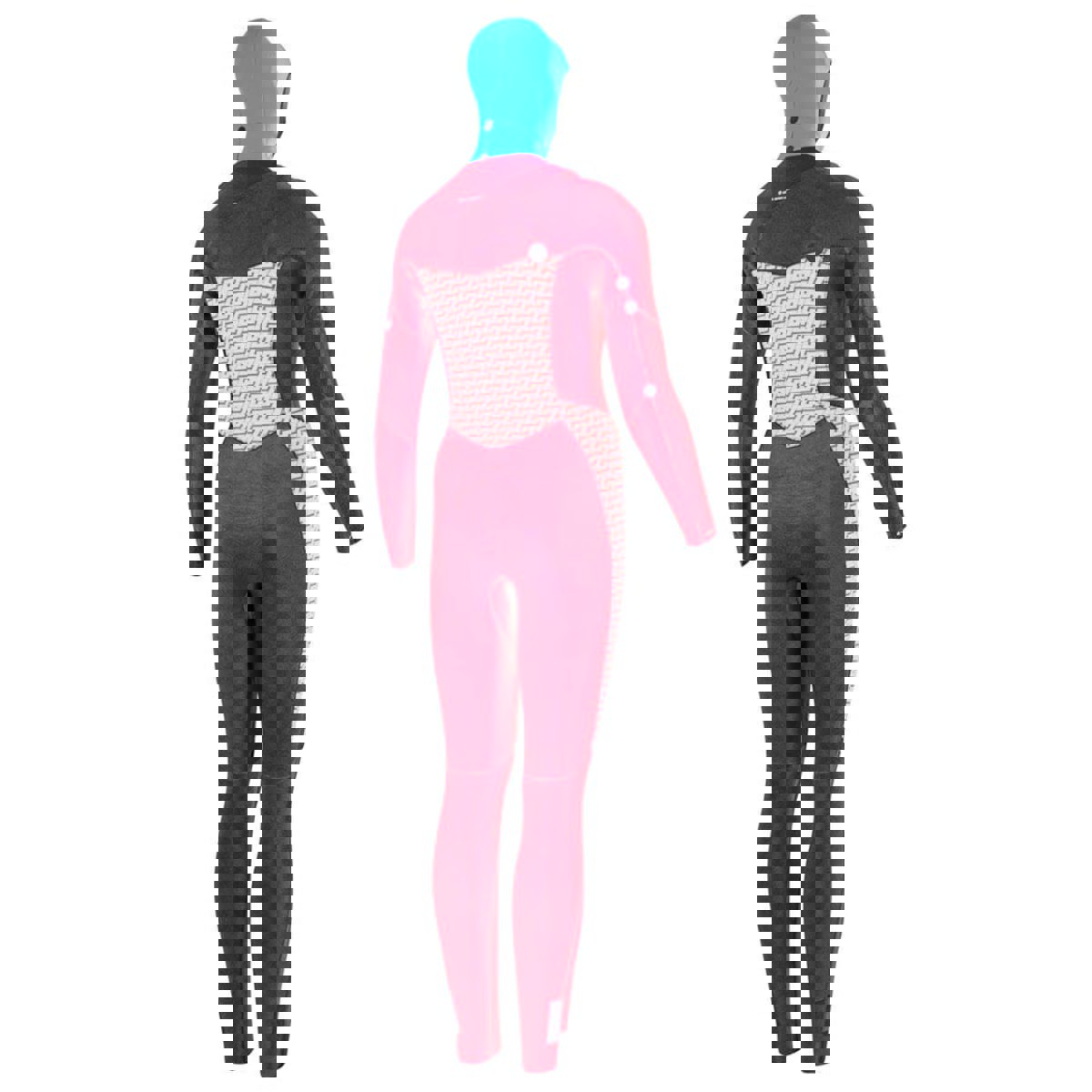 Prolimit Oxygen hooded steamer Free-X 6/4 mm Brustreißverschluss Damen Schwarz/Grau/Wein 8