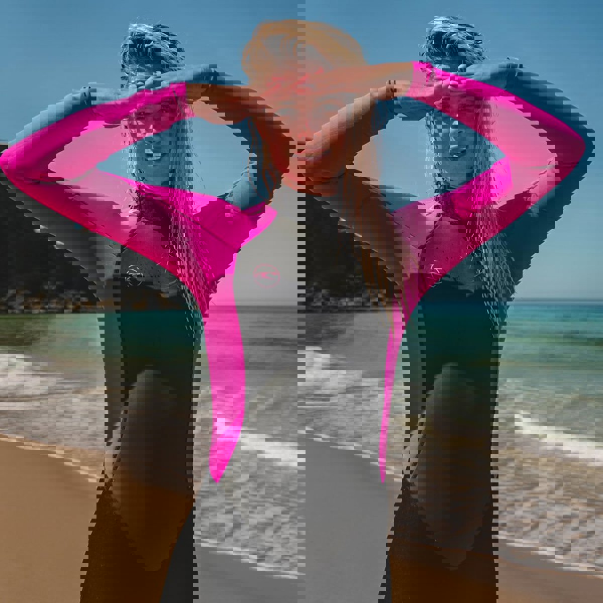 Oneill Reactor-2 3/2mm Rückenreißverschluss-Ganzanzug Damen Schwarz/Rosa 20