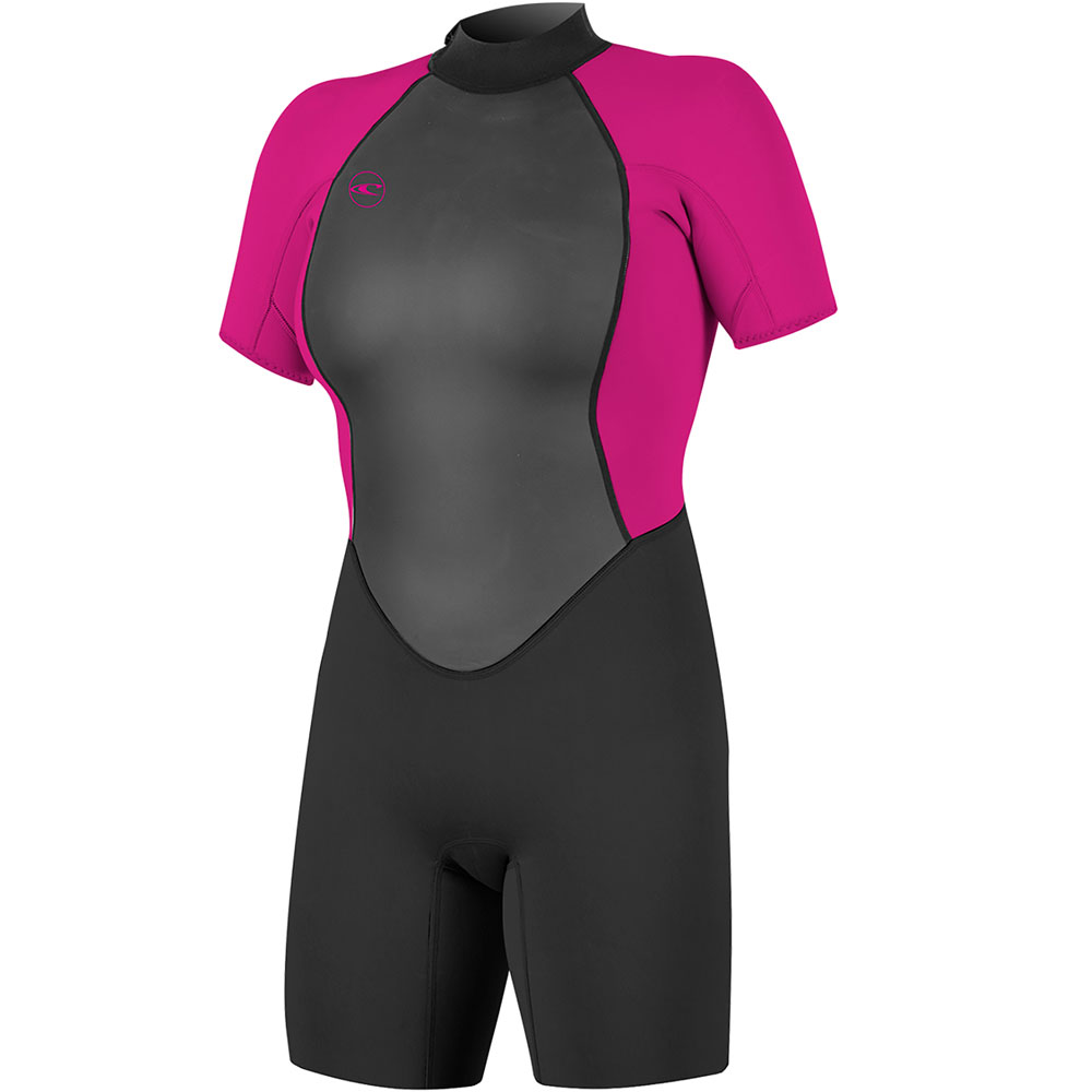 Oneill Reactor-2 2mm Rückenreißverschluss Shorty Damen schwarz/rosa 3