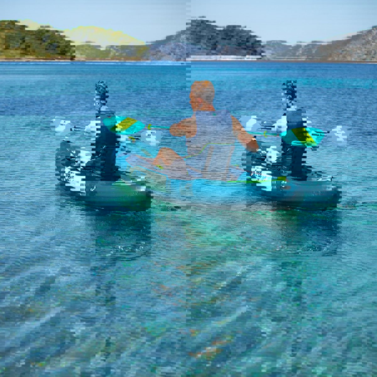 Jobe Gama 12.0 aufblasbares Kajak Grün Sparpaket 16