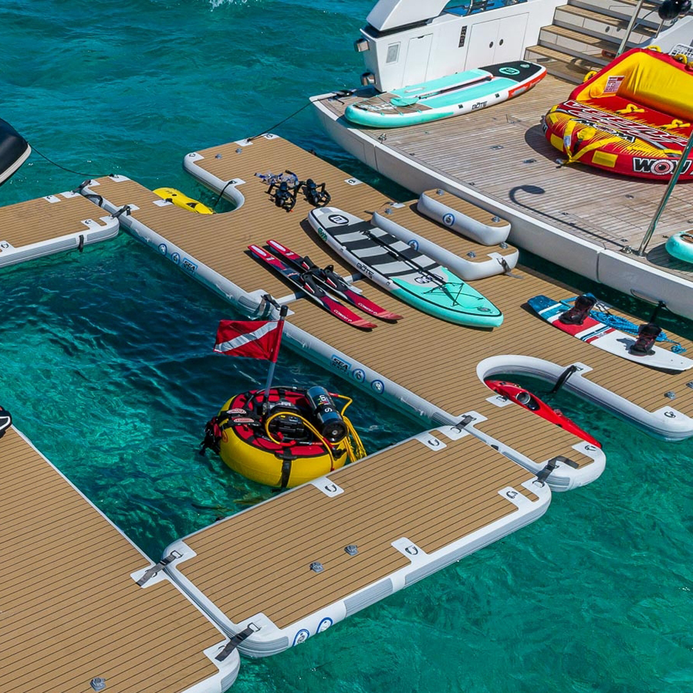 SeaRaft Airstep Transom Bumper Large Teak Deck Grau 4