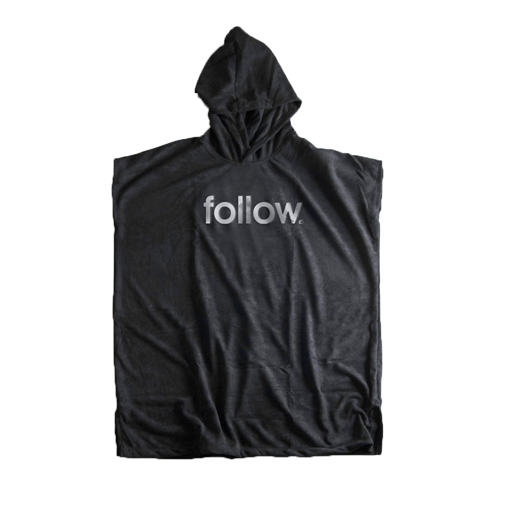 Follow Kapuzenhandtuchie Poncho schwarz unisex foto 1