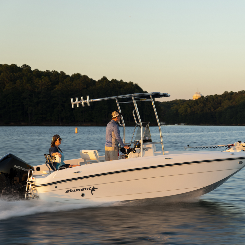 Fishmaster Original T-Top poliert mit Marineblauem Segeltuch 14