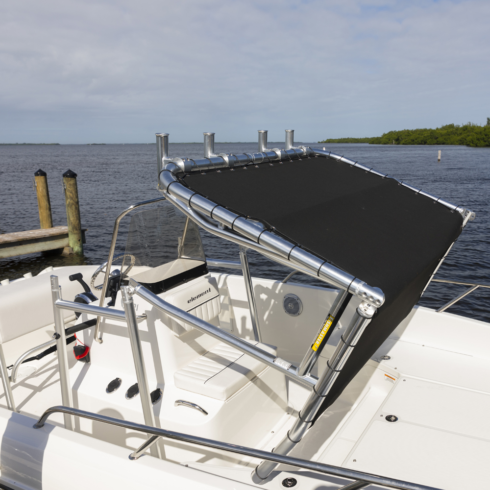 Fishmaster Original T-Top poliert mit rotem Segeltuch 2