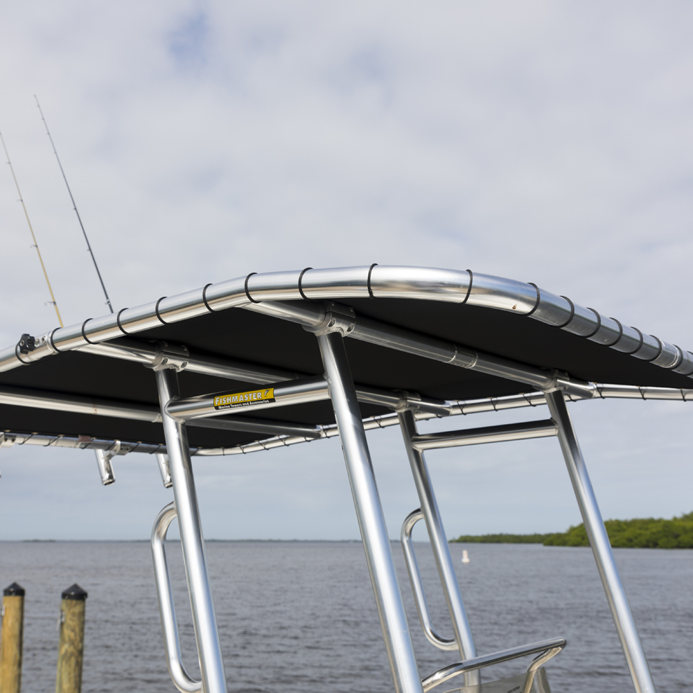 Fishmaster Original T-Top poliert mit blauem Segeltuch 16