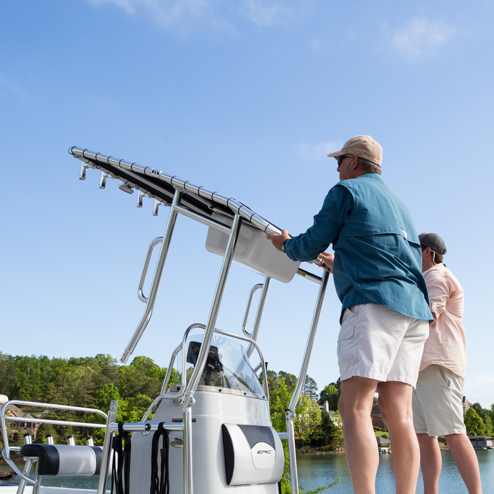 Fishmaster Original T-Top weiß mit rotem Segeltuch 15