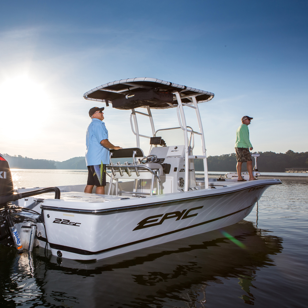 Fishmaster pro T-Top weiß mit marineblauem Segeltuch 11