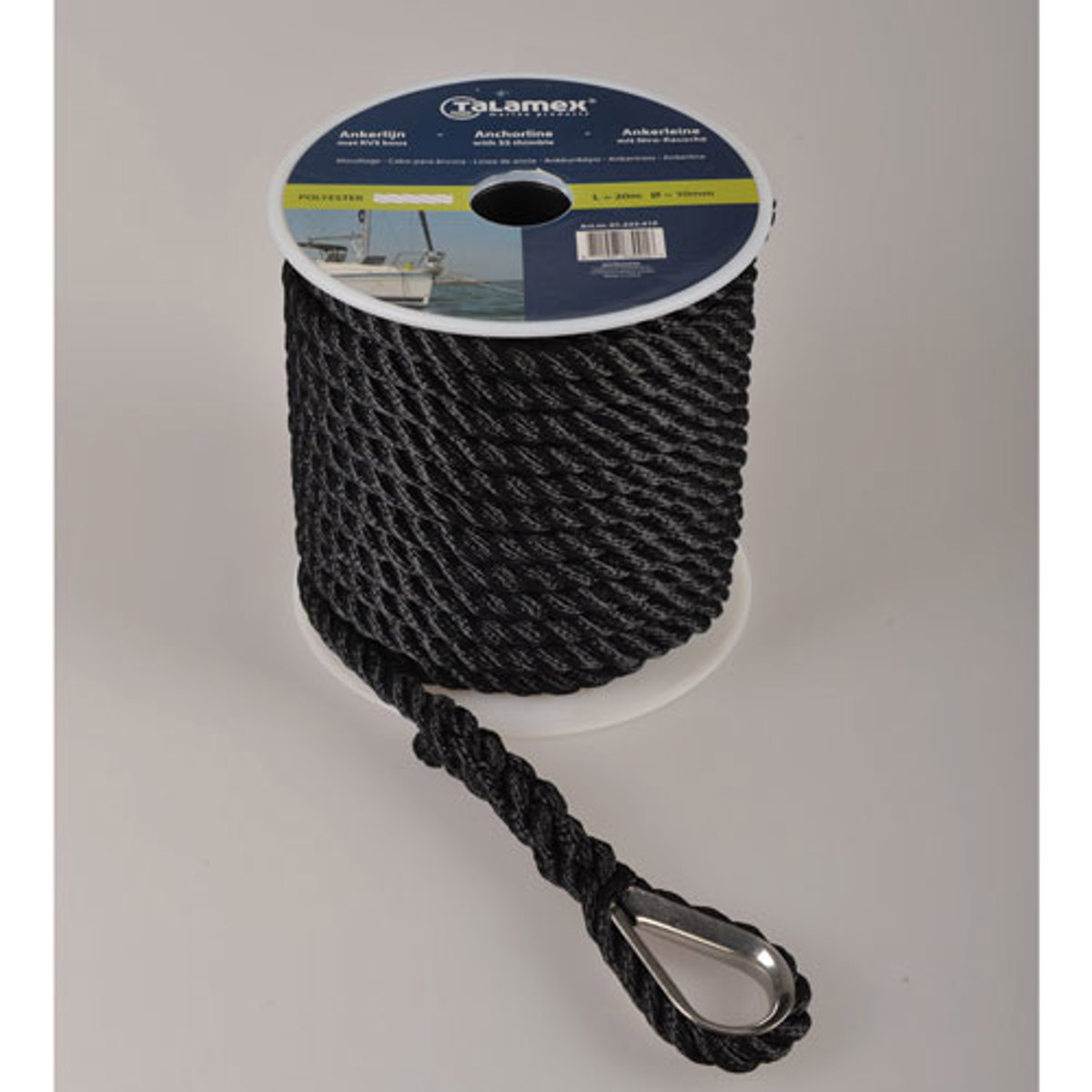Talamex ligne d'ancrage polyester 10mm x 20m noire 2