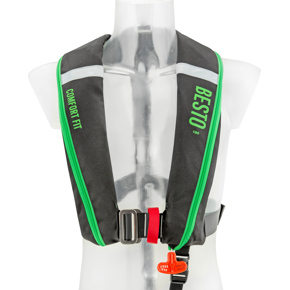 Gilet de sauvetage automatique confort fit 180N mh noir/vert