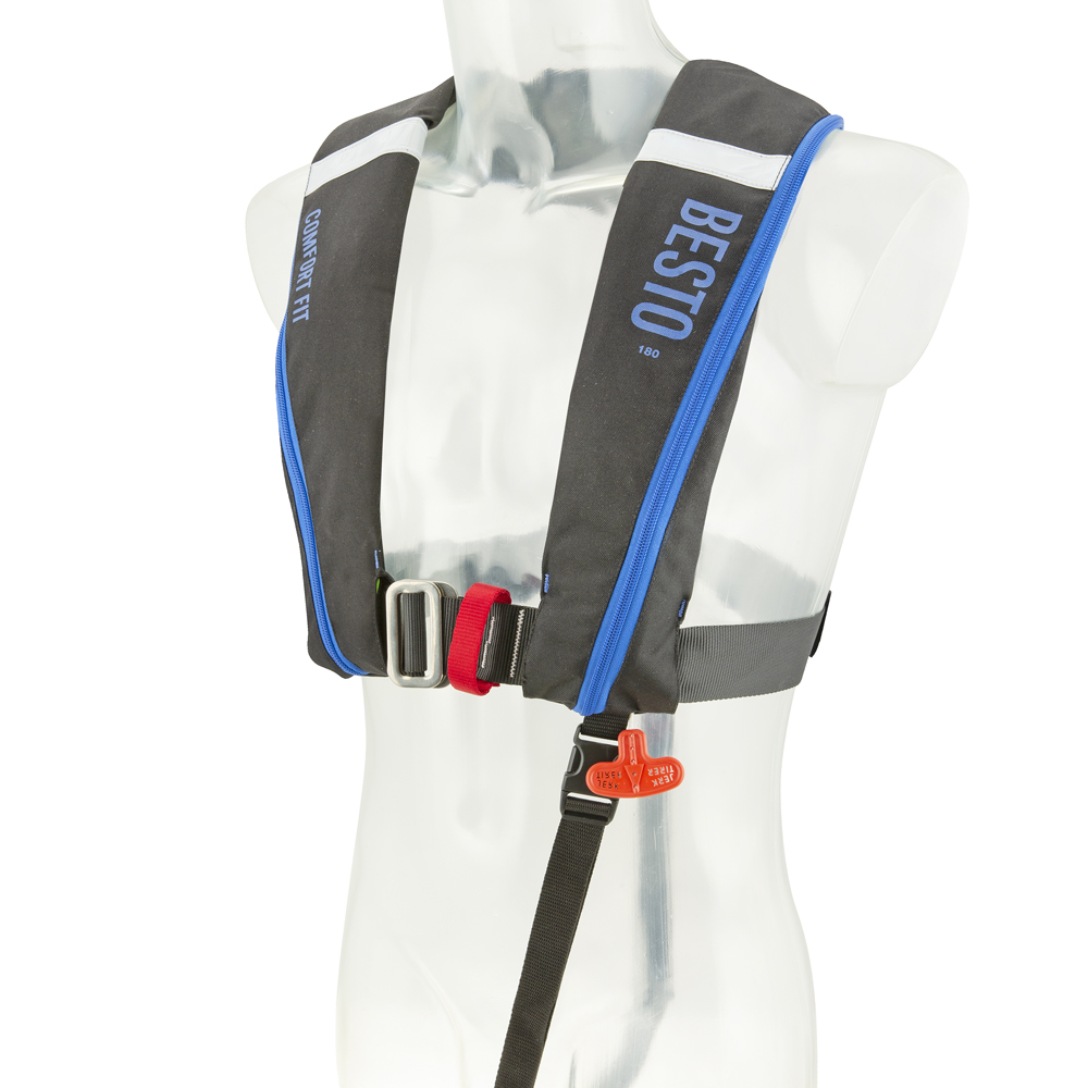 Gilet de sauvetage automatique Comfort fit 180N mh noir/bleu