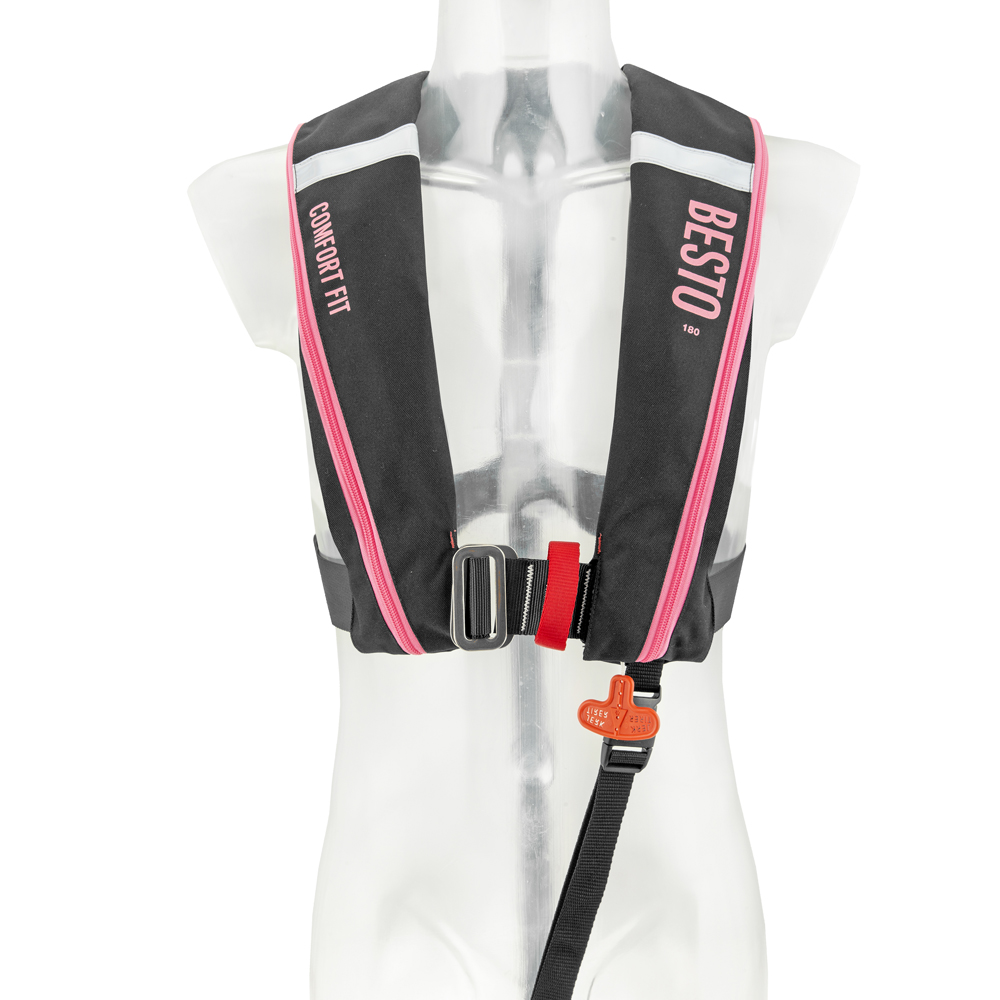 Besto Gilet de sauvetage automatique de comfort fit 180N mh noir/rose 5