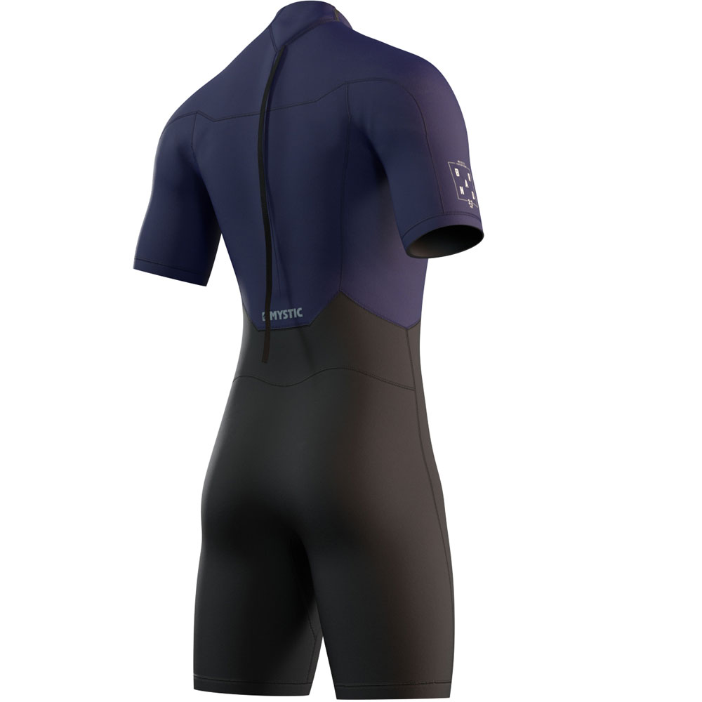 Mystic Brand Shorty 3/2mm Flatlock bleu nuit fermeture dos combinaison homme 3