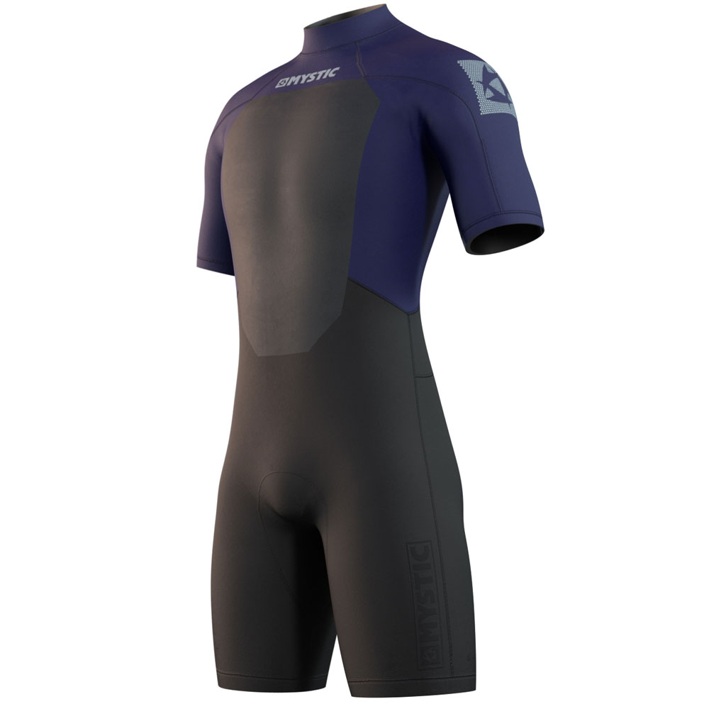 Mystic Brand Shorty 3/2mm Flatlock bleu nuit fermeture dos combinaison homme 4