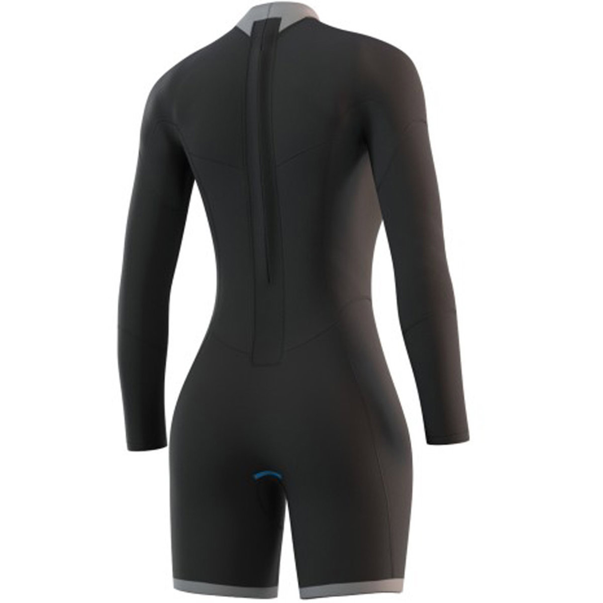 Mystic Brand Shorty 3/2mm femme Flatlock bleu nuit manches longues fermeture dos 5