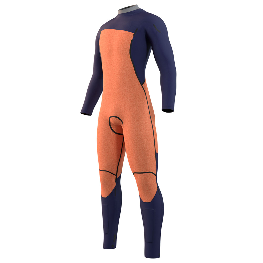 Mystic Marshall fullsuit combinaison homme 4/3mm fermeture avant bleu marine/rouge 3